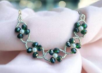 Elegancka ręcznie robiona bransoletka z kryształowych koralików