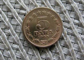 Jugosławia 5 Para 1965r - Gwiazdki nad nominałem