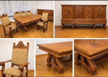 Rzeźbione dębowe meble rumuńskie