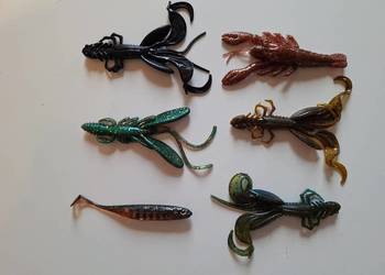 Przynęty wędkarskie miękkie 6 szt.: Raki + Rybka z grzechotką.