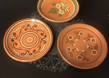 Talerze dekoracyjne "Kamionka" Łysa Góra 3 szt., różne motywy, PRL Vintage