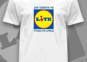 T-shirt męski, koszulka z nadrukiem LITR jak Lidl