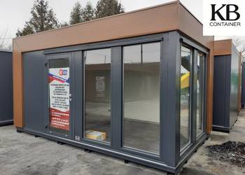 Ładny przeszklony kontener biurowy / Kontener socjalny 6,0 x 3,0 m