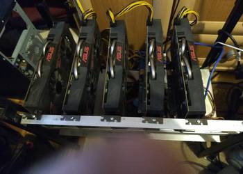 Koparka kryptowalut rx 5x570 4gb baza zasilacz 1600w działąjaca