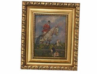 Wojciech Kossak - Myśliwy z Psami - Polski Stary Obraz Olejny