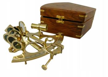 Sekstant mosiężny duży drewniane etui marynistyka Sekstant mosiężny duży drewniane etui marynistyka