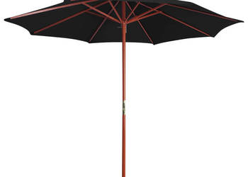 Parasol ogrodowy na drewnianym słupku 300x258 cm czarny WM-47124