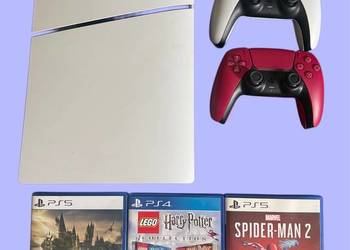 PlayStation 5 Slim CFI-2016 + 2 pady + gry (Spider-Man 2, Hogwarts Legacy)