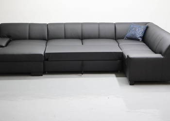 TSD nowy narożnik U funkcją spania czarna eko skóra do salonu kanapa rogówk