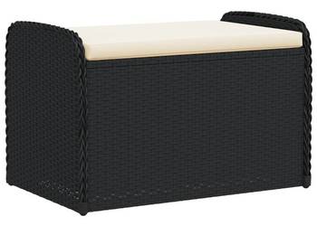 vidaXL Ławka ze schowkiem i poduszką, czarna, 80x51x52 cm(SKU:365730)