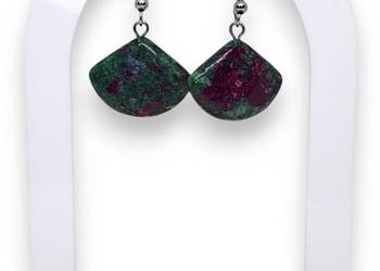 Kolczyki z ZOISYTU Z RUBINEM, zoisyt z rubinem, wachlarz #1417