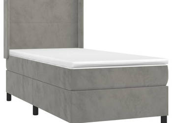 Łóżko kontynentalne z materacem i LED szare aksamit 90x200 cm WM-3139421