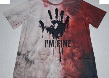 Koszulka, krótki rękaw, T-shirt, czerwona, odcisk dłoni, krwista barwa, XXL