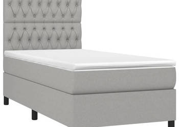 Łóżko kontynentalne z materacem jasnoszare tkanina 90x190cm WM-3135077