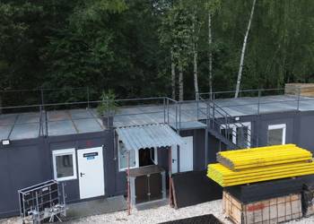 Kontener biurowy 6x18 szary kuchnia toaleta klimatyzacja budowlany