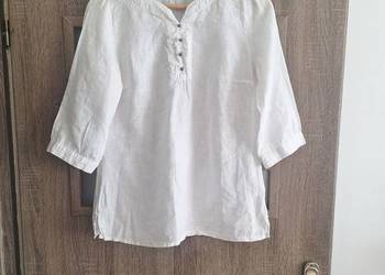 Śliczna biała bluzka H&M len letnia cienka przewiewna 38 Śliczna biała bluzka H&M len letnia cienka przewiewna 38