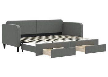 Sofa rozsuwana z szufladami ciemnoszara tkanina 80x200 cm WM-3196848