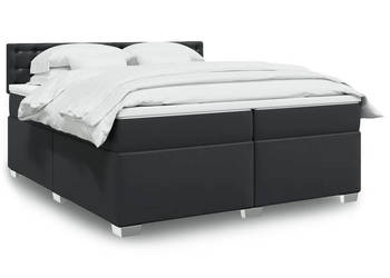 Łóżko z Materacem Kontynentalne Czarne Ekoskóra 200x200 cm WM-3286136