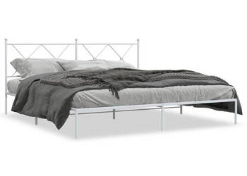 Łóżko Metalowe Białe Rama Łóżka Ze Stelażem Biała 183x213 cm WM-376556