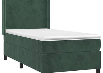 Łóżko kontynentalne z materacem i LED zielony aksamit 90x190 cm WM-3139418