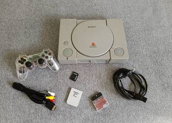 Sony PlayStation 1, PSX, Picostation, 32GB, karta pamięci, pad, okablowanie
