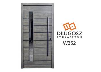 Drzwi DŁUGOSZ zewnętrzne dębowe antracyt pochwyt czyste powietrze GOTOWE