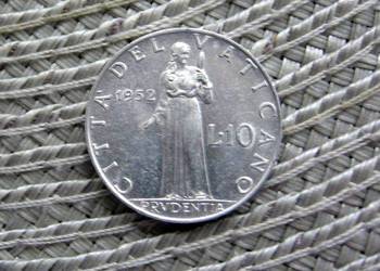 Watykan 10 Lirów 1952r - Papież Pius XII - Ładna