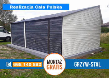 Garaż Blaszany Dwukolorowy 7x5 dwuspadowy - Garaże - GrzywStal