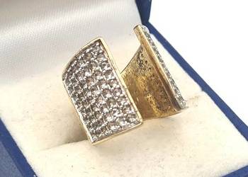 Pierścionek pozłacane srebro 925 z białymi topazami (1,778 ct), r. 52/53