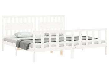 Łóżko bez materaca białe lite drewno sosnowe 200x200 cm WM-3192447