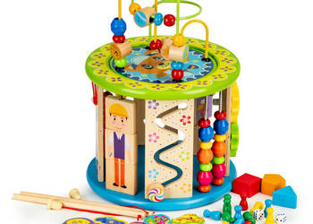 Drewniana kostka edukacyjna z grami i klockami łowienie rybek ECOTOYS