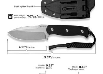 Nóż Sencut Toxodon Black G10, Stonewashed 9Cr18MoV (S24036-1)