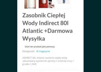 Bojler cwu INDIRECT 80L Atlantic zasobnik ciepłej wody ,wbudowany wymiennik