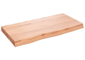 Półka brązowa 80x40x(2-6) cm lakierowane lite drewno dębowe WM-363667