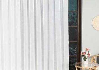 Nowa biała firana z etaminy 300x250 cm, długa firana do salonu na taśmie