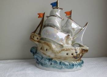 duża porcelanowa figura statek żaglowiec Scheidig Gräfenthal