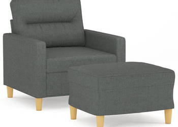 Fotel z podnóżkiem ciemnoszary 60 cm obity tkaniną WM-3201066