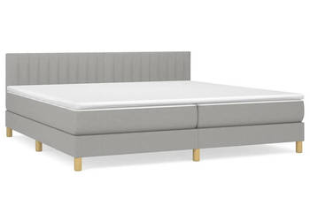Łóżko kontynentalne z materacem jasnoszare tkanina 200x200 cm WM-3140801