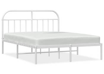 Łóżko Metalowe Białe Rama Łóżka Ze Stelażem 140x200 cm WM-353685