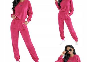 DRES WELUR KOMPLET DRESOWY WELUROWY BLUZA SPODNIE naszywka róż