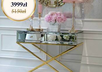 Konsola LUSTRZANA CHICAGO GOLD Złota Glamour Szuflady -22% Nowoczesna