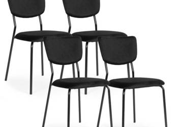 Komplet 4 krzeseł welurowych do jadalni i salonu czarne ModernHome