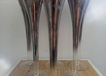 Kieliszki retro do szampana flety Vintage Silver Ombre | Mid-Century Modern