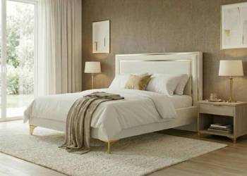 Olavio 180x200 łóżko ze złotym zagłówkiem srebrna rama Różne kolory