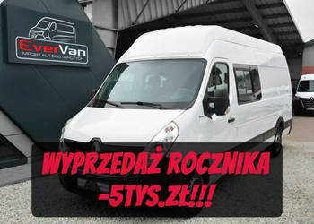 Renault Master najdłuższy, najwyższy L4H3 7 osobowy brygadówka max doka 16…