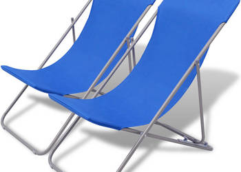 Składane leżaki plażowe 2 szt Niebieskie 41855