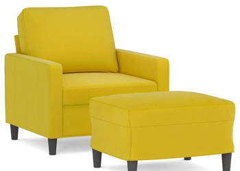 Fotel z podnóżkiem żółty 60 cm aksamit WM-3201051