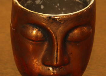 Stara doniczka pozłacana twarz kobiety, 14 cm, śr.10cm