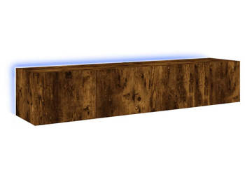 Ścienne szafki TV z LED 2 szt. przydymiony dąb 80x35x31 cm WM-837290