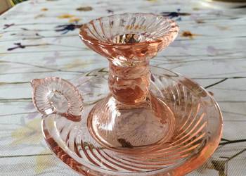 PRL świecznik Spirelli Ząbkowice Serwicki rozalinowy